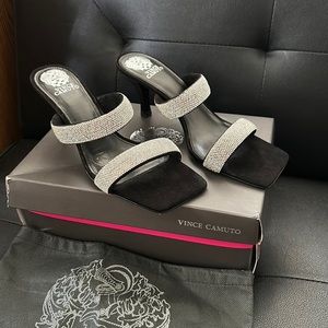 Vince Camuto black rhinestoned heels